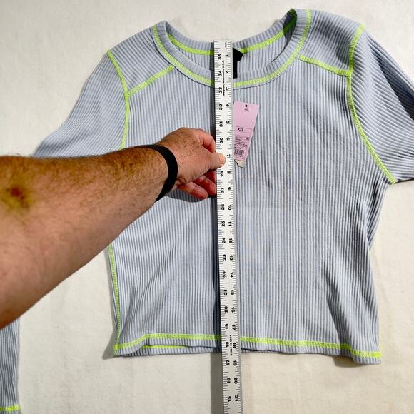 Wild Fable Crop Top Woman's XXL Light Blue Babydoll Top w/ Slim Fit Cropped Cut - Picture 9 of 11
